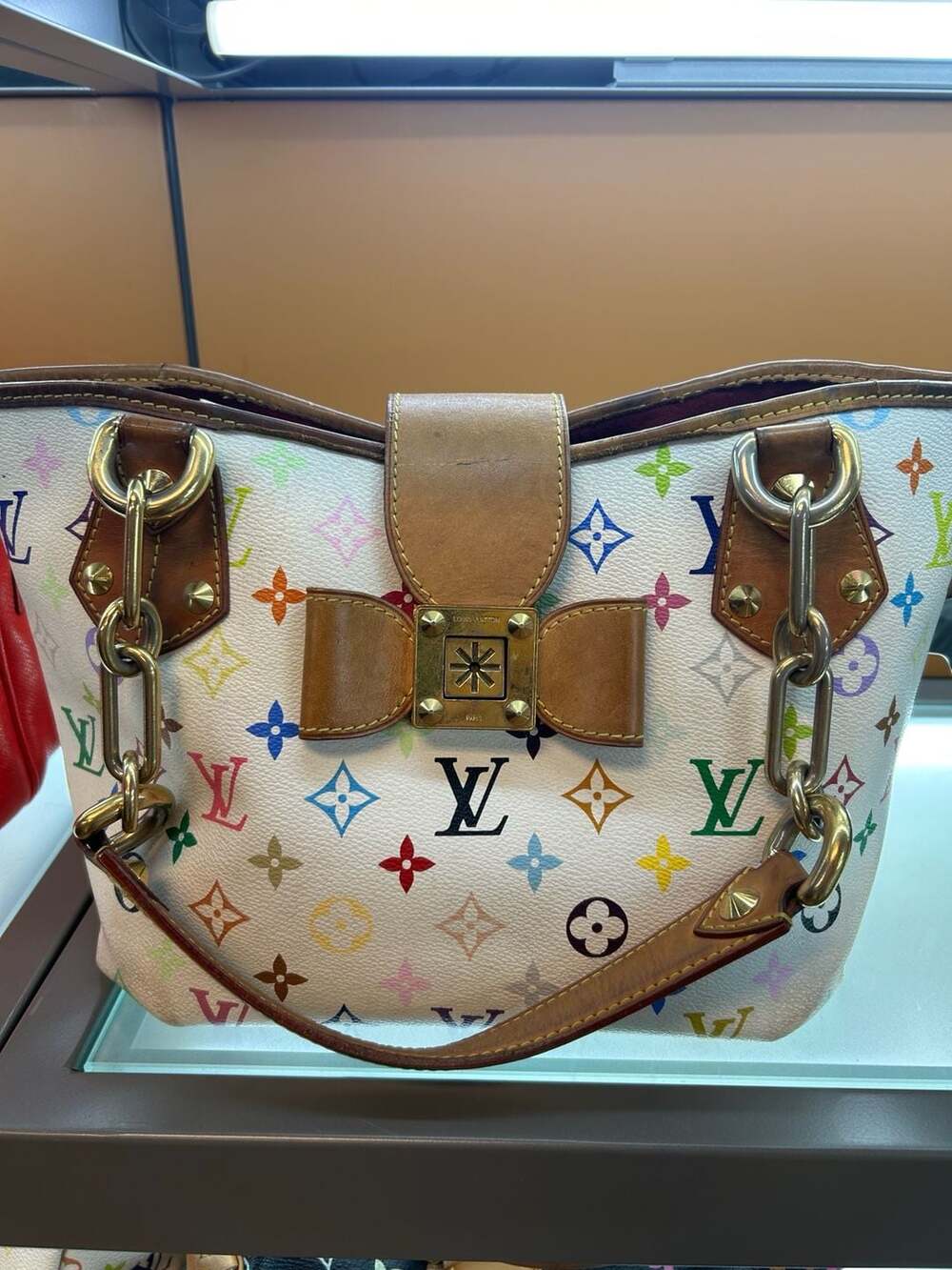 Louis Vuitton Monogram Multicolore Claudia  MM White Handbag